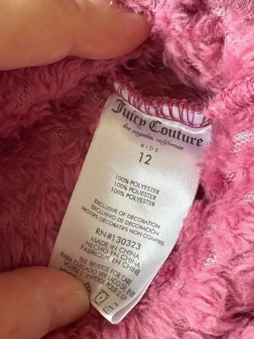 Juicy Couture Pink Quarter Zip Fleece Sweatshirt Girls 12 Preppy Cozy